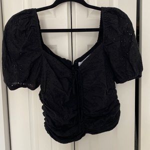 Black embroidered cute top